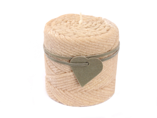 Svíčka dekor válec 7 cm x 6,5cm smetanová
