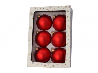 Ozdoba koule 10cm 6ks hladká mat červená