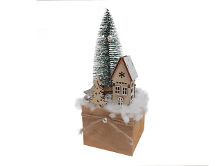 Vánoční dekorace se stromečkem 8 x 8 cm čtverec naturální