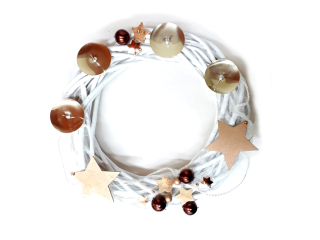 Věnec proutěný adventní s dekorací ∅ 25 cm bílý