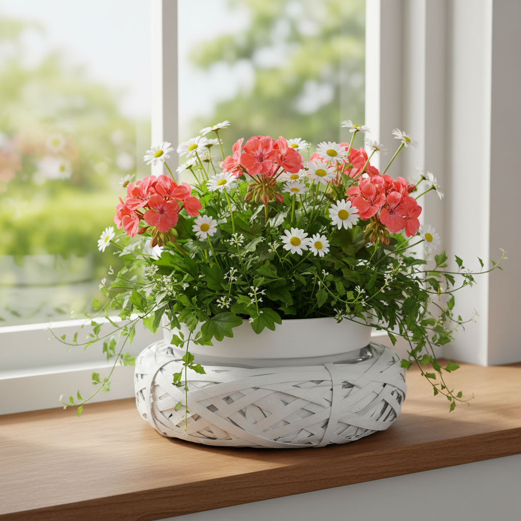 Obal proutí hnízdo Ø 15 cm kulatý bílý