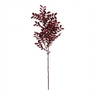 Větev lístky 68cm červená glitter